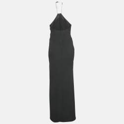 Solace London Black Crepe Danette Long Dress S
