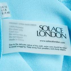 Solace London Blue Crepe Flared One Sleeve Gown M
