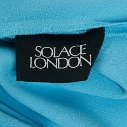 Solace London Blue Crepe Flared One Sleeve Gown M