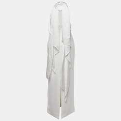 Pre Owned Solace London White Crepe & Satin Neck Detail Dahlia Maxi Dress L