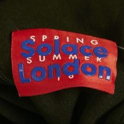 Pre Owned Solace London Black Stretch Crepe and Satin Ruffled Lara Dress M