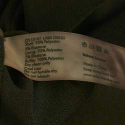 Pre Owned Solace London Black Stretch Crepe and Satin Ruffled Lara Dress M