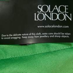 Pre Owned Solace London Green Crepe Off Shoulder Cape Detail Gown S