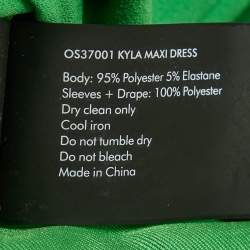 Pre Owned Solace London Green Crepe Off Shoulder Cape Detail Gown S