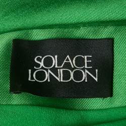 Pre Owned Solace London Green Crepe Off Shoulder Cape Detail Gown S