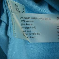 Pre Owned Solace London Blue Satin Asymmetrical Marlee Maxi Dress S