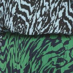 Pre Owned Solace London Blue/Green Printed Plisse Top and Skirt Set S/M