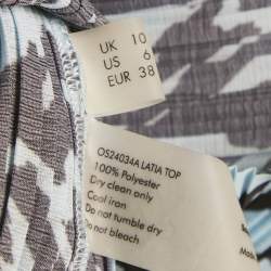 Pre Owned Solace London Blue/Green Printed Plisse Top and Skirt Set S/M