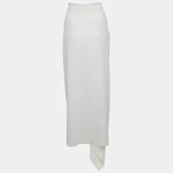 Pre Owned Solace London White Crepe Giana Draped Maxi Skirt M