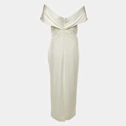 Pre Owned Solace London Ivory Crepe The Rhea Maxi Dress L