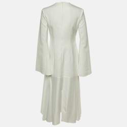 Pre Owned Solace London White Crepe & Jersey The Gaia Midi Dress M