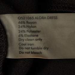 Pre Owned Solace London Black Crepe Cape Shoulder Ruffle Detail Alora Midi Dress L