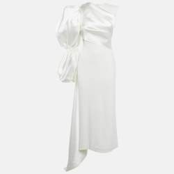 Pre Owned Solace London White Stretch Crepe and Satin Moore Maxi Dress M