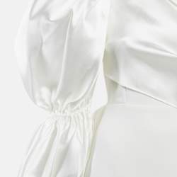 Pre Owned Solace London White Stretch Crepe and Satin Moore Maxi Dress M