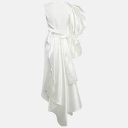 Pre Owned Solace London White Stretch Crepe and Satin Moore Maxi Dress M