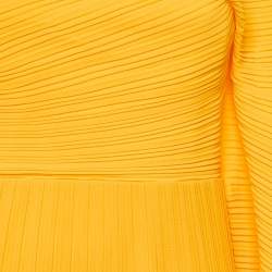 Pre Owned Solace London Yellow Crepe Drape Shoulder Lila Midi Dress S 