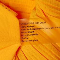 Pre Owned Solace London Yellow Crepe Drape Shoulder Lila Midi Dress S 