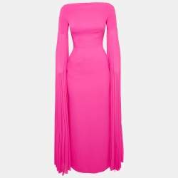 Pre Owned Solace London Fuchsia Pink Crepe Grace Maxi Dress XS