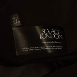 Pre Owned فستان ماكسي سولاس لندن أسود/أخضر سادة كريب بتفاصيل قوس بدون حمالات مقاس متوسط - ميديوم