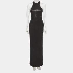 Pre Owned Solace London Black Sequin Winona Maxi Dress M