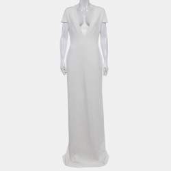 مملوكة مسبقًا Solace London Cream Stretch Crepe Mason Maxi Dress L