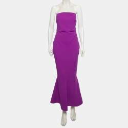 Pre Owned Solace London Purple Crepe Strapless Maxi Dress L