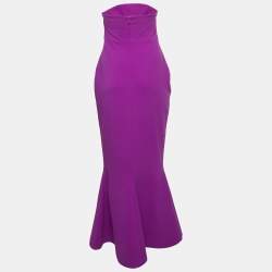 Pre Owned Solace London Purple Crepe Strapless Maxi Dress L