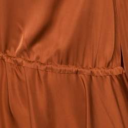 Pre Owned Solace London Brown Sateen One Shoulder Maxi Dress M