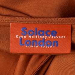 Pre Owned Solace London Brown Sateen One Shoulder Maxi Dress M