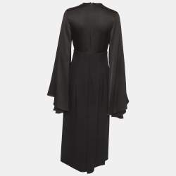 Pre Owned Solace London Black Crepe Asta Midi Dress L