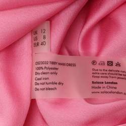 Pre Owned Solace London Pink Satin Long Dress M