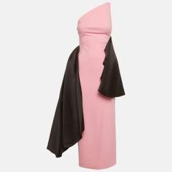 مملوكة مسبقًا Solace London Pink Stretch Crepe Draped Calla Maxi Dress S