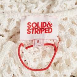 Pre Owned فستان سوليد آند سترايبد كروش يه أبيض شفاف كفر-أب سمول