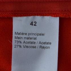 Pre Owned Sonia Rykiel Orange Crepe Button Front Power Shoulder Belted Dress L