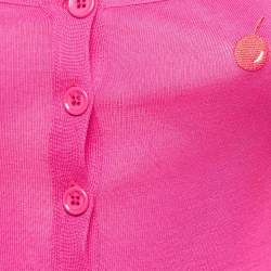 Pre Owned Sonia by Sonia Rykiel Pink Knit Square Neck Cardigan S