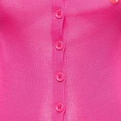 Pre Owned Sonia by Sonia Rykiel Pink Knit Square Neck Cardigan S