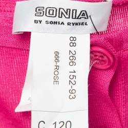 Pre Owned Sonia by Sonia Rykiel Pink Knit Square Neck Cardigan S