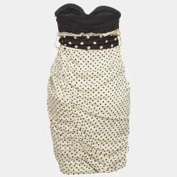 Pre Owned Sonia by Sonia Rykiel White Polka Dots Print Strapless Mini Dress S