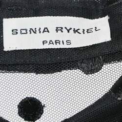 Pre Owned Sonia Rykiel Black Polka Dot Embroidery Sheer Tulle Blouse S
