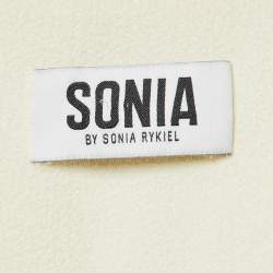Sonia by Sonia Rykiel Cream Crepe Embellished V-Neck Top M