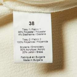Sonia by Sonia Rykiel Cream Crepe Embellished V-Neck Top M