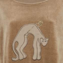 Sonia Rykiel Grey Cat Applique Velvet Sweatshirt S