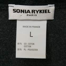 Sonia Rykiel Grey Striped Velvet Zip-Up Hoodie L
