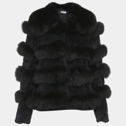 Sonia Rykiel Black Fur Button Front Coat M