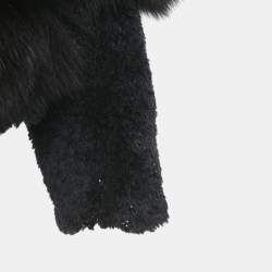 Sonia Rykiel Black Fur Button Front Coat M