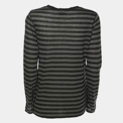 Sonia by Sonia Rykiel Green/Black Striped Wool Blend Top S