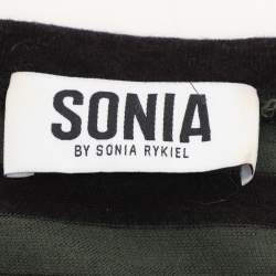 Sonia by Sonia Rykiel Green/Black Striped Wool Blend Top S