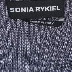 Pre Owned Sonia Rykiel Navy Blue/Black Rib Knit V-Neck Midi Dress M
