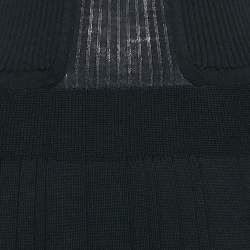 Pre Owned Sonia Rykiel Navy Blue/Black Rib Knit V-Neck Midi Dress M