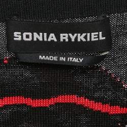 Sonia Rykiel Black Lip Pattern Jacquard Knit Button Front Cardigan S
